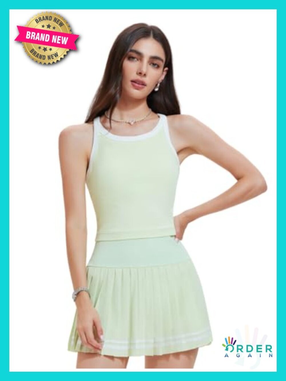 Tennis Skirt Set 2 Piece Racerback Tank Top Golf Dress Activewear Pickleball